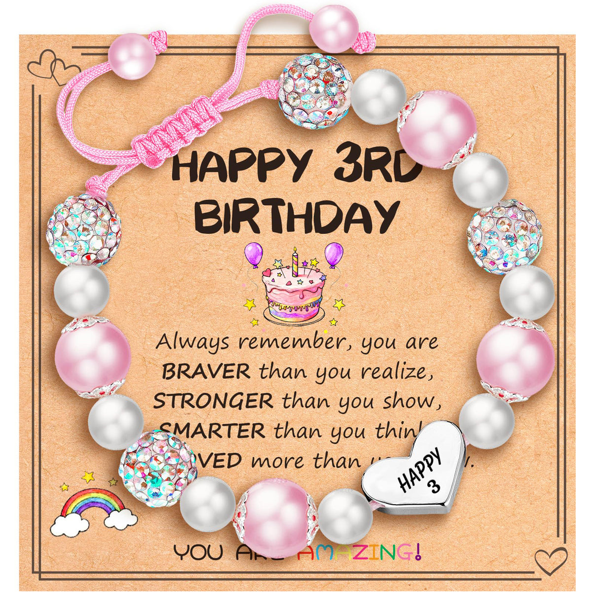 3rd Birthday Beaded Bracelet