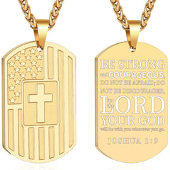 APSVO Black Dog Tag Cross Necklaces for Men Boys American Flag Pendant Chain Catholic Christian Religious Birthday Christmas Jewelry Gifts Teen Dad Boyfriend Son Adults Stocking Stuffer for Kids Age