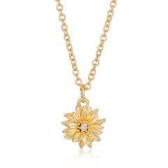 APSVO 18K Gold Plated Flower Necklaces for Women Carnation Pendant Chain January Birthday Valentines Day Jewelry Gifts Teen Mom Wife Girlfriend Tween Female Lady Adults Ideas