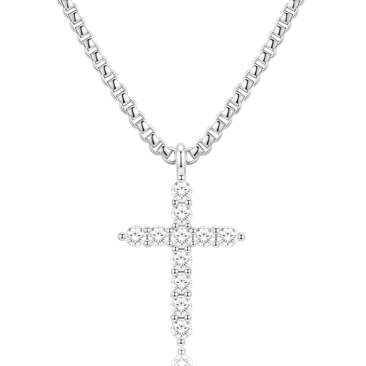 APSVO S925 Sterling Silver Plated Cross Necklaces for Women CZ Pendant Chain Catholic Religious Christian First Communion Birthday Easter Basket Stuffers Jewelry Gifts Teen Adults Age
