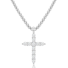 APSVO S925 Sterling Silver Plated Cross Necklaces for Women CZ Pendant Chain Catholic Religious Christian First Communion Birthday Easter Basket Stuffers Jewelry Gifts Teen Adults Age