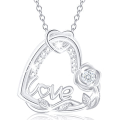 APSVO S925 Sterling Silver Plated Love Heart Rose Necklaces for Women January Birthstone Necklace with Red Garnet Birthday Graduation Jewelry Gifts Teen Her Mom Female Lady Adult Age Ideas