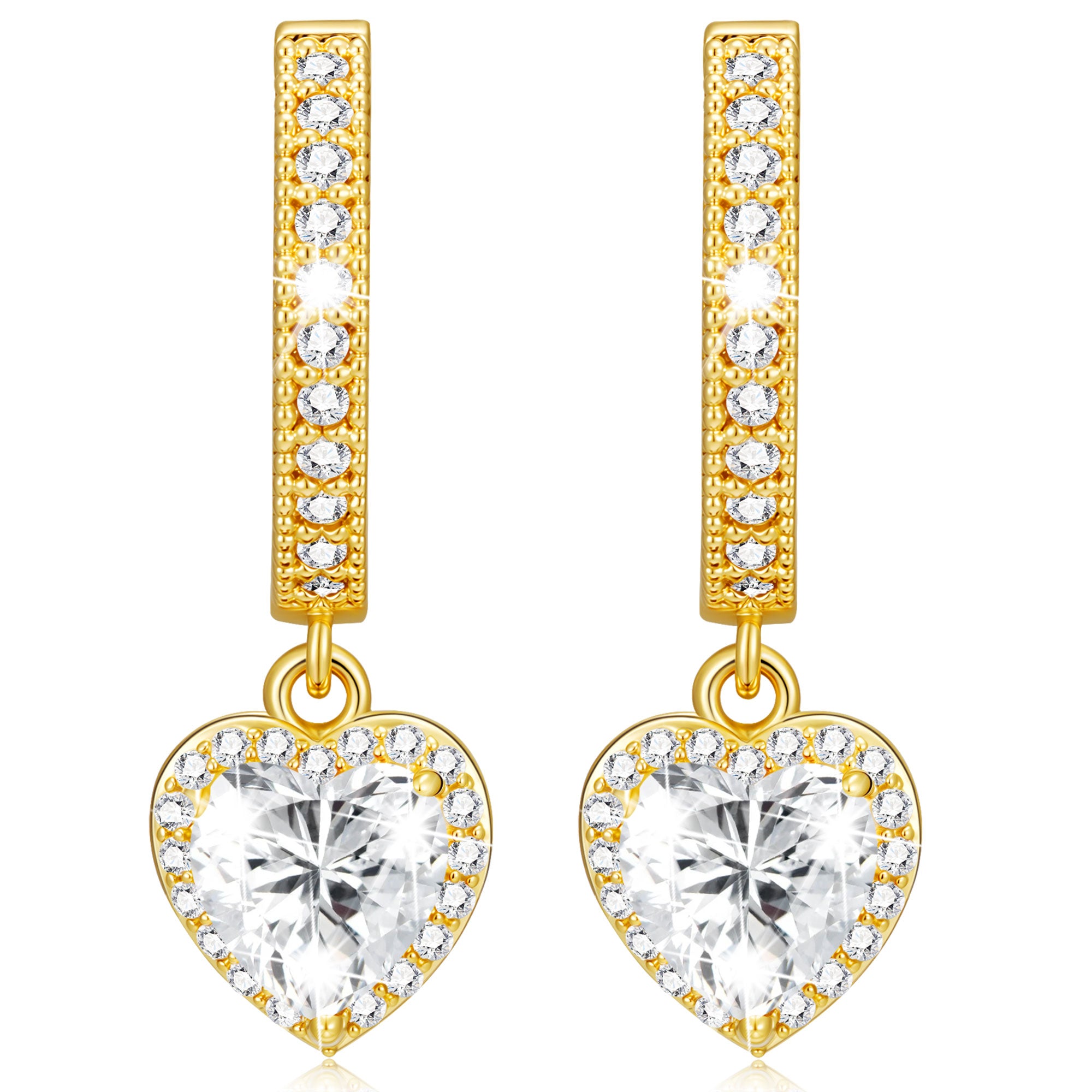 April Love Heart Birthstone Earrings-G