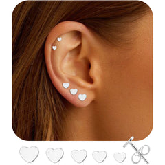 5Pairs-Heart Stud Earring-S