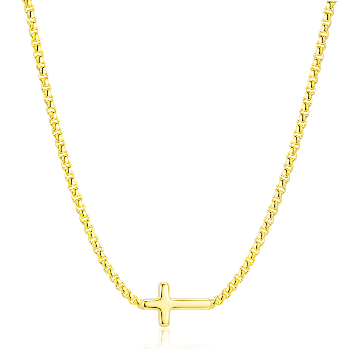 APSVO 18K Gold Plated Cross Necklaces for Women Cross Pendant Chain Catholic Religious Christian First Communion Birthday Graduation Jewelry Gifts Teen Mom Female Lady Adult Wife Age Ideas