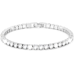 APSVO 18K White Gold Plated Tennis Bracelets for Women Girls CZ S925 Sterling Silver January Birthstone Bracelet with Red Garnet Graduation Wedding Birthday Jewelry Gifts Teen Kids Mom Ideas Age