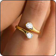 LUNVKY 18K Gold Plated Rings for Women Stackable Adjustable Non Tarnish Knuckle CZ January Birthstone Ring with Red Garnet Wedding Birthday Graduation Jewelry Gifts Teen Mom Her Adult Wife Ideas