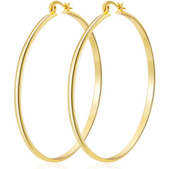 LUNVKY 18K Gold Plated Hoop Earrings for Women Lightweight Hypoallergenic Large Big Chunky Post Earrings 30mm Earrings Birthday Valentines Day Jewelry Gifts Teen Girlfriend Wife Her Female Age Ideas