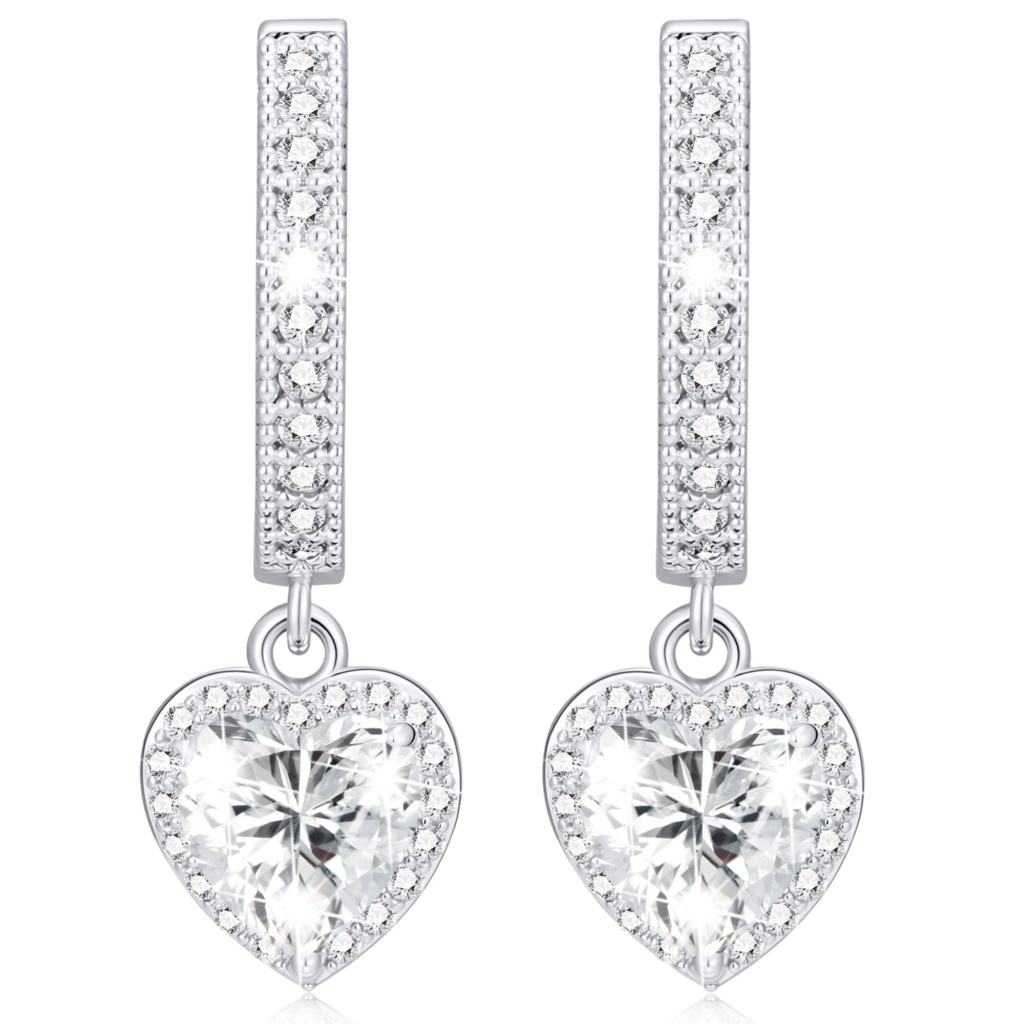 April Love Heart Birthstone Earrings-S
