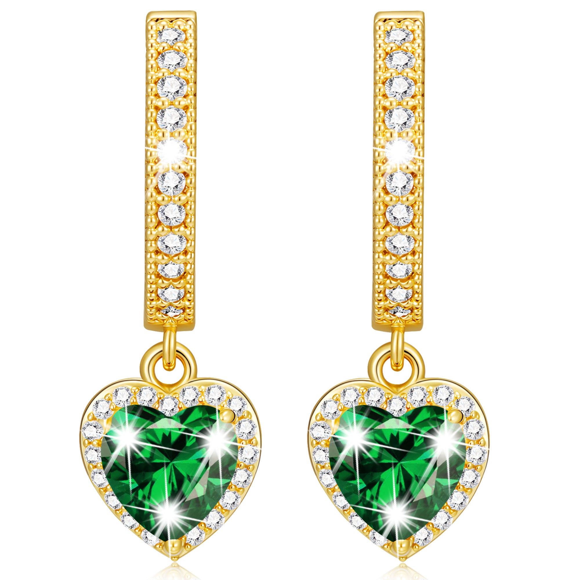 May Love Heart Birthstone Earrings-G