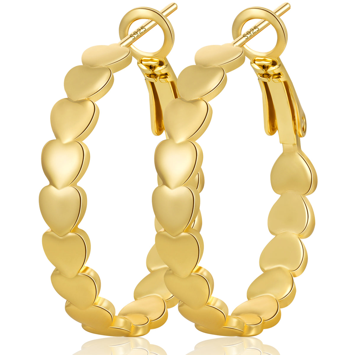 LUNVKY 18K Gold Plated Love Heart Hoop Earrings for Women Big Large Chunky Post Lightweight Hypoallergenic Earrings Birthday Graduation Jewelry Gifts Teen Her Mom Girlfriend Wife Adults Ideas 30MM