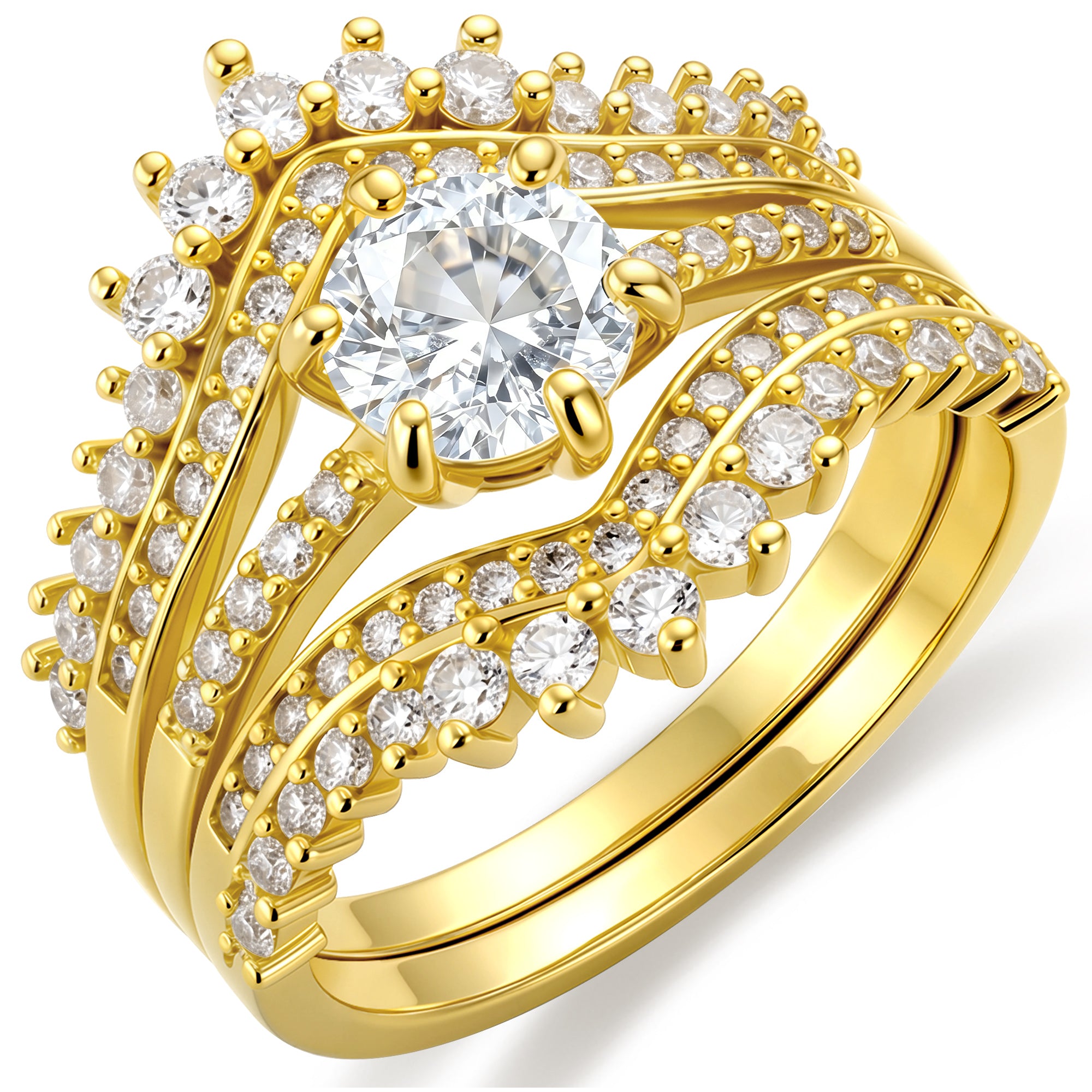3pcs CZ Rings Set-G-11