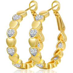 LUNVKY 18K Gold Plated Love Heart Hoop Earrings for Women CZ Big Large Chunky Post Lightweight Hypoallergenic Earrings Birthday Graduation Jewelry Gifts Teen Her Mom Girlfriend Wife Adults Ideas 30MM