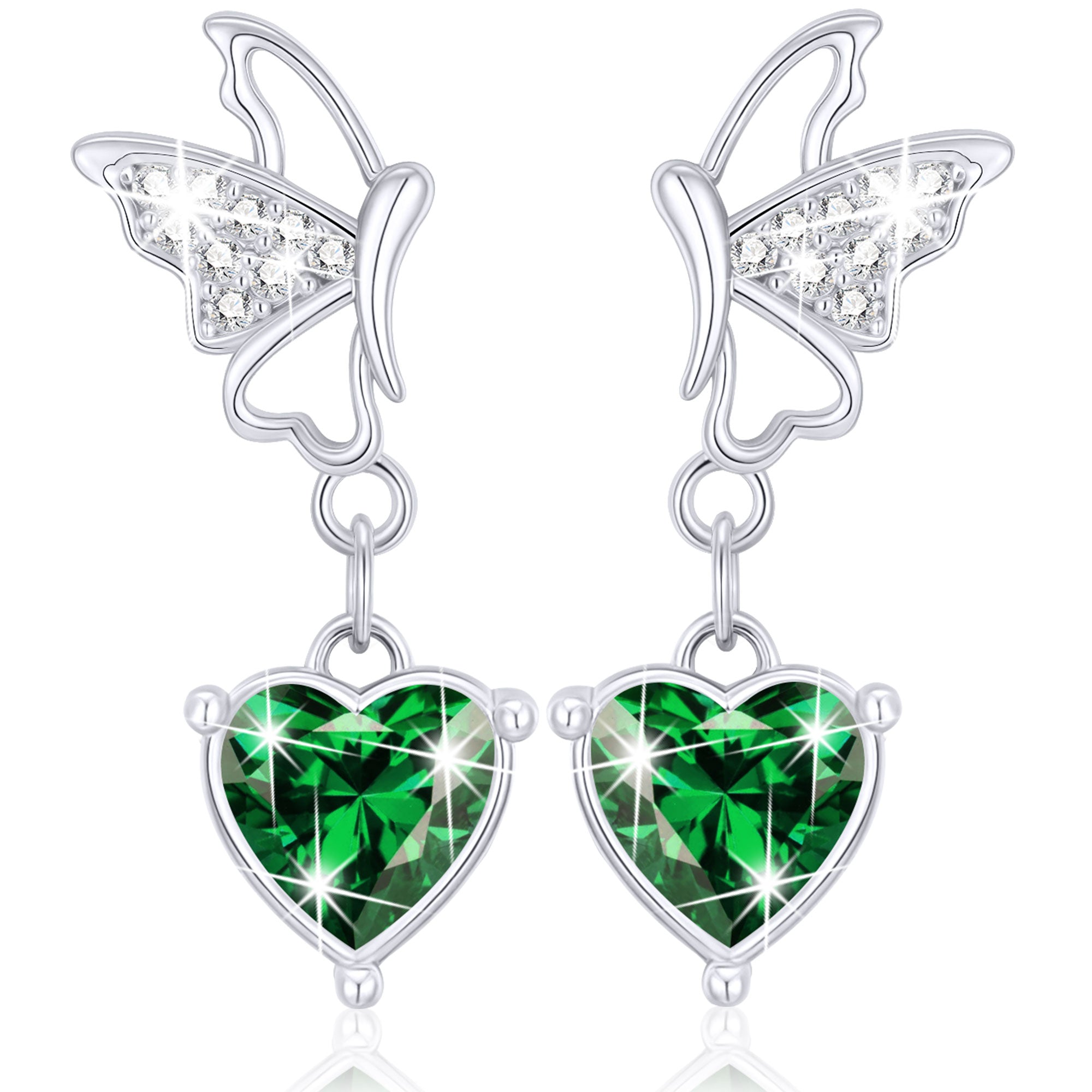May Butterfly Heart Earrings-S