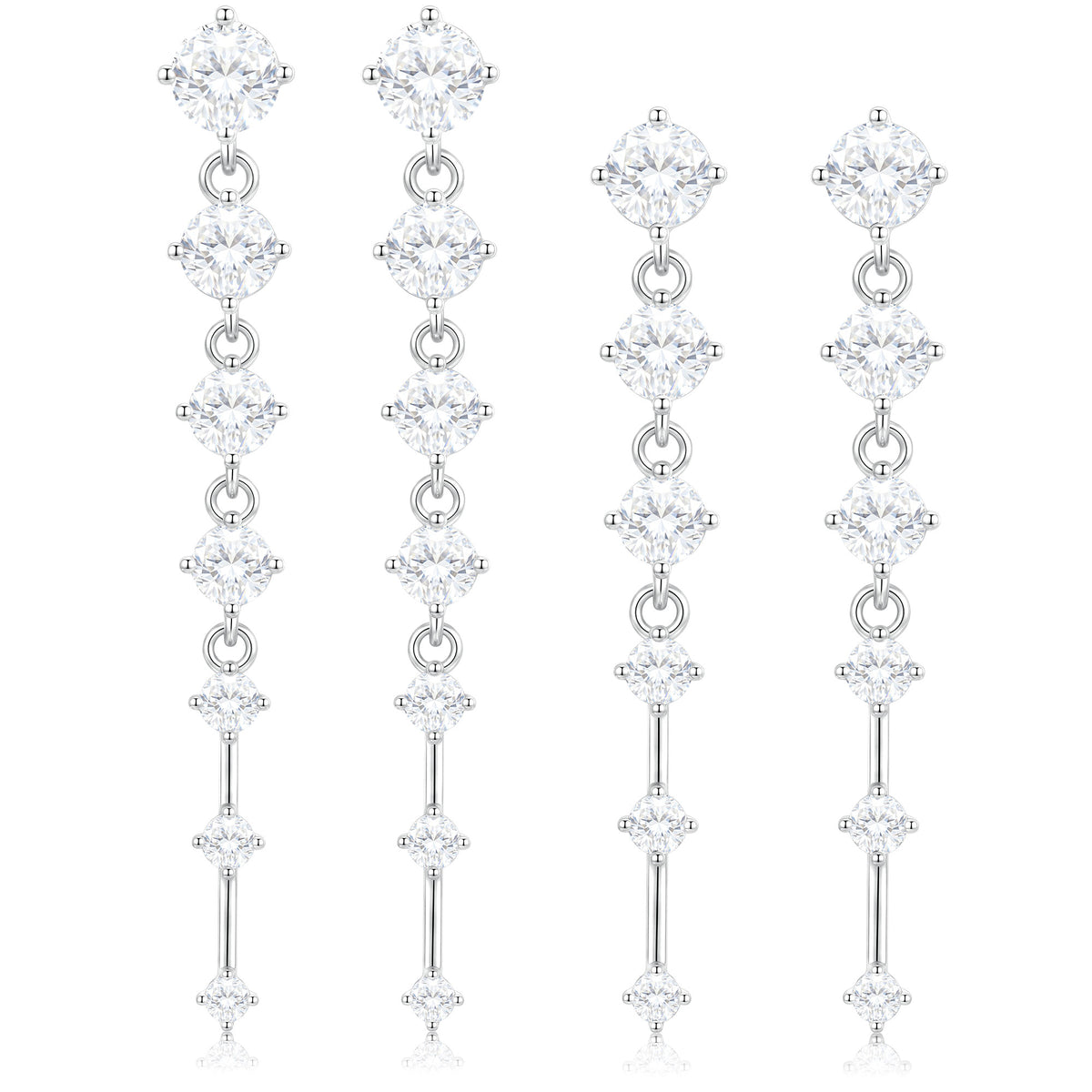 APSVO 18K White Gold Plated Drop Earrings for Women S925 Sterling Silver Post Hypoallergenic Dangle Earrings Set Wedding Birthday Mothers Day Jewelry Gifts Teen Mom Bride Bridesmaid Girlfriend Wife