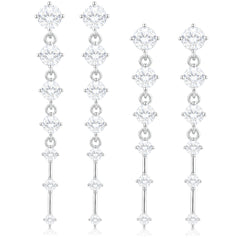 APSVO 18K White Gold Plated Drop Earrings for Women S925 Sterling Silver Post Hypoallergenic Dangle Earrings Set Wedding Birthday Mothers Day Jewelry Gifts Teen Mom Bride Bridesmaid Girlfriend Wife
