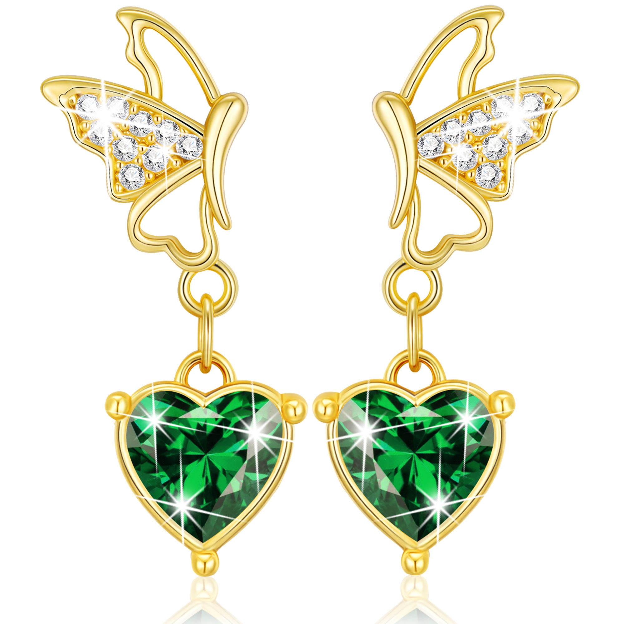 May Butterfly Heart Earrings-G
