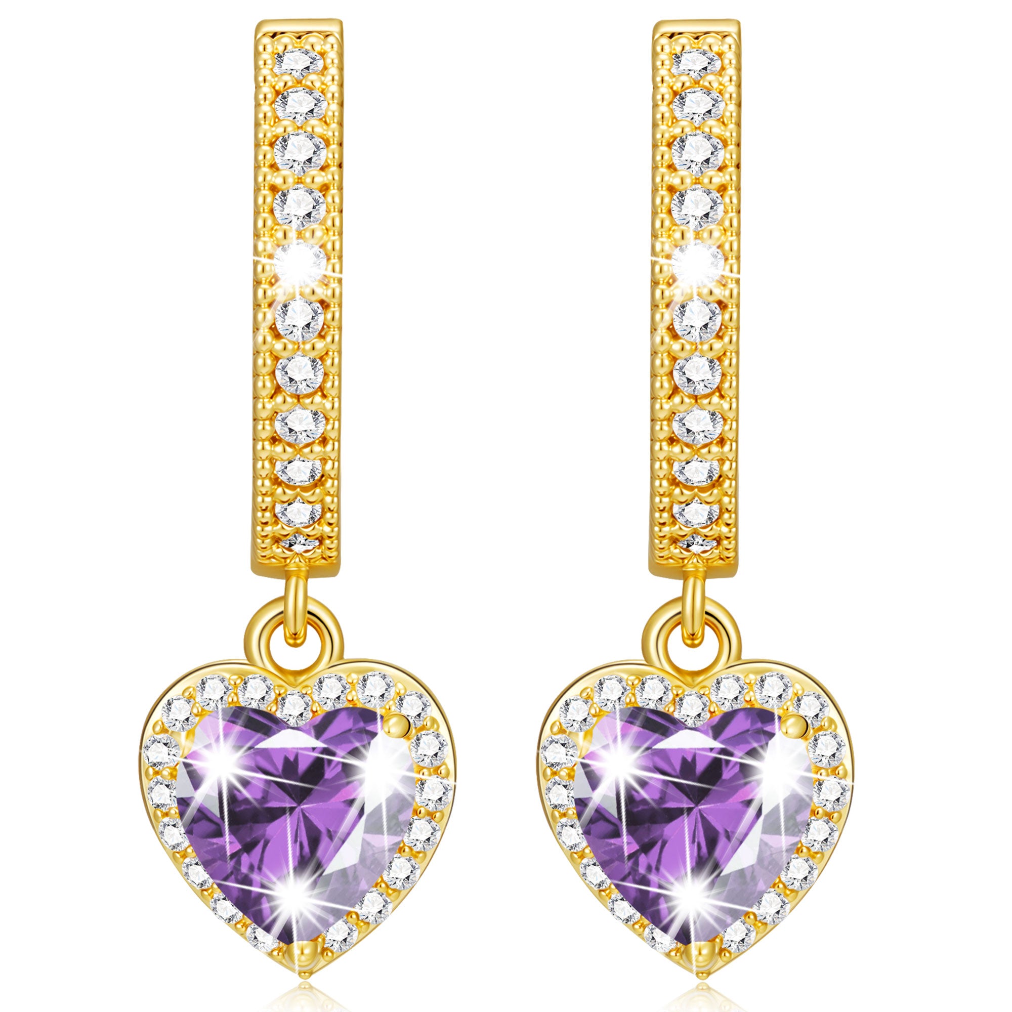 June Love Heart Birthstone Earrings-G