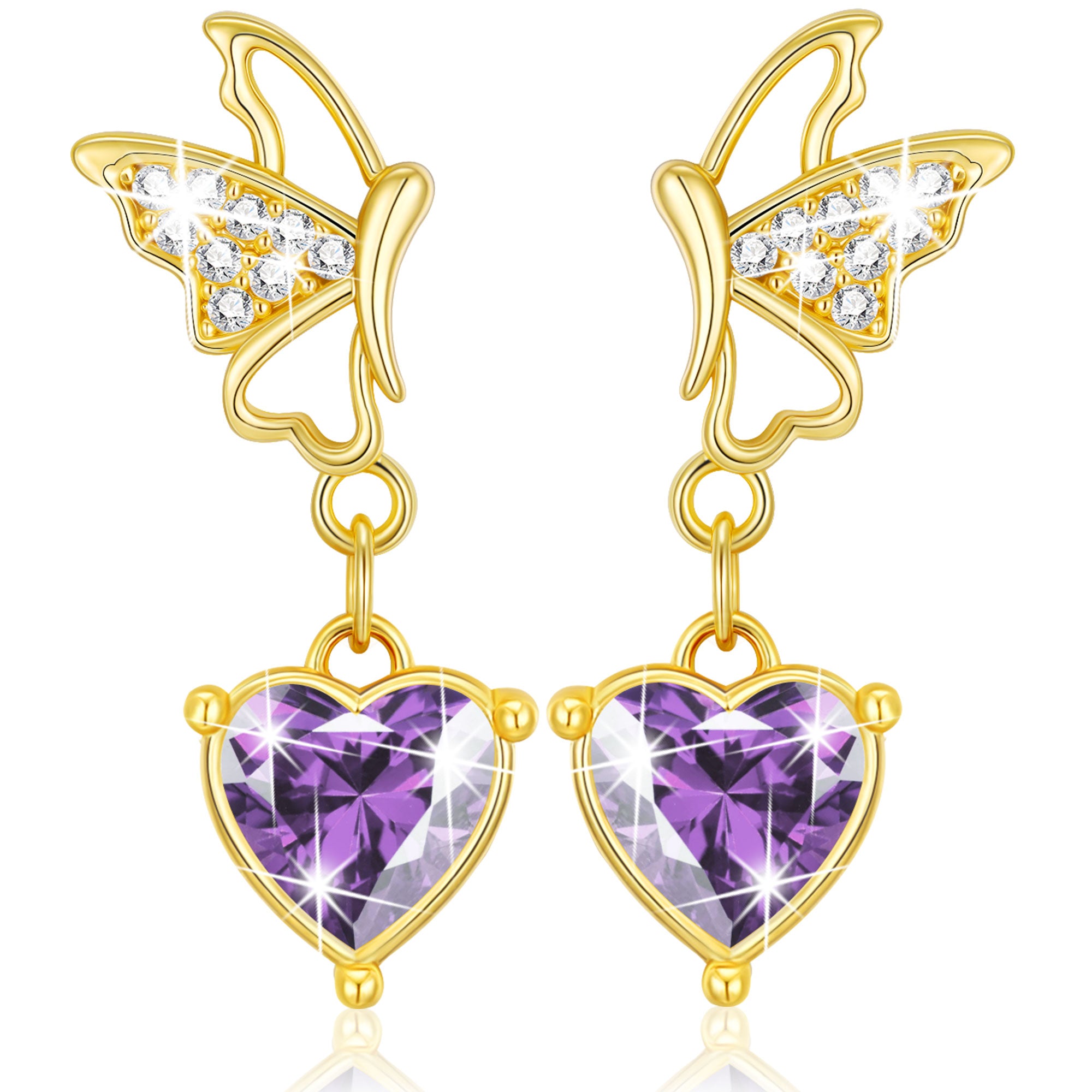 June Butterfly Heart Earrings-G