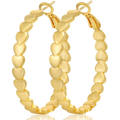 LUNVKY 18K Gold Plated Love Heart Hoop Earrings for Women Big Large Chunky Post Lightweight Hypoallergenic Earrings Birthday Graduation Jewelry Gifts Teen Her Mom Girlfriend Wife Adults Ideas 30MM