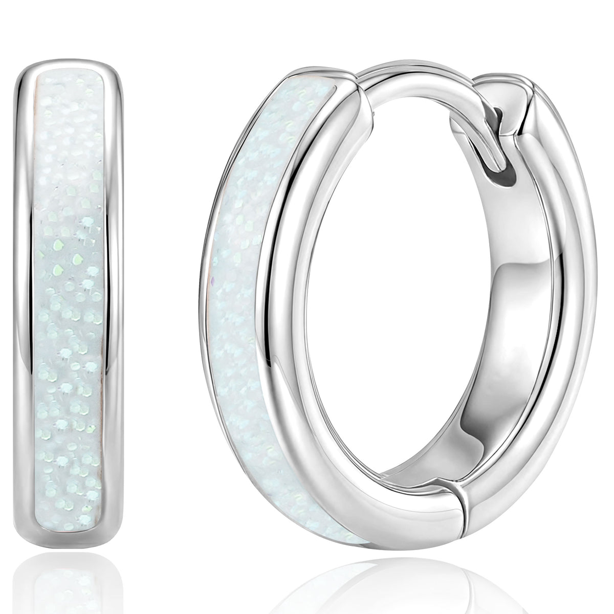 APSVO Hoop Earrings for Women White Opal Small Huggie Cartilage S925 Sterling Silver Post Hypoallergenic Earrings Birthday Valentines Day Jewelry Gifts Her Teen Mom Wife Lady Adults Her Ideas