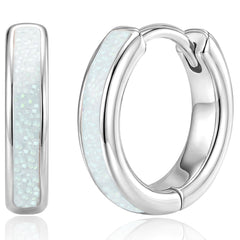 APSVO Hoop Earrings for Women White Opal Small Huggie Cartilage S925 Sterling Silver Post Hypoallergenic Earrings Birthday Valentines Day Jewelry Gifts Her Teen Mom Wife Lady Adults Her Ideas