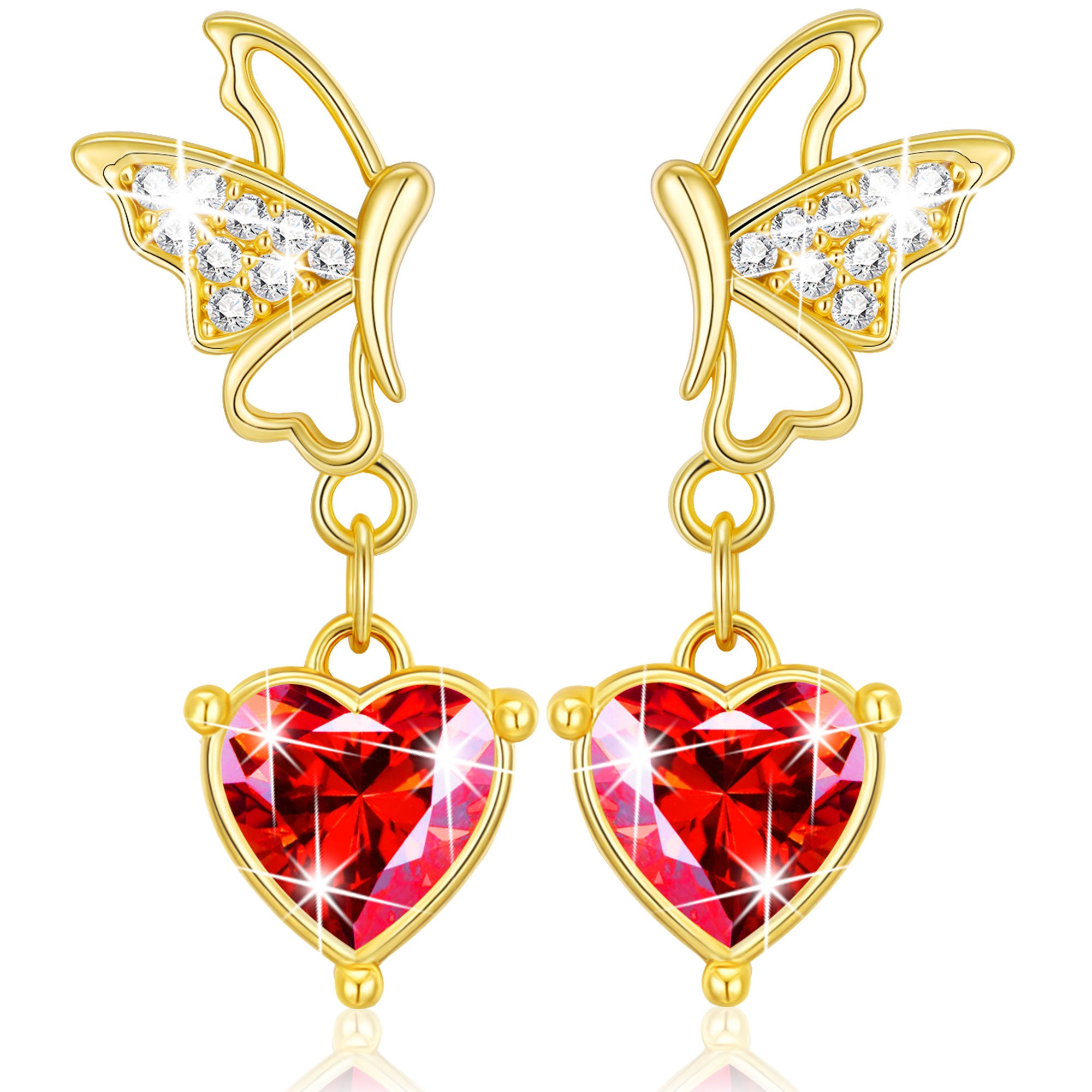 July Butterfly Heart Earrings-G