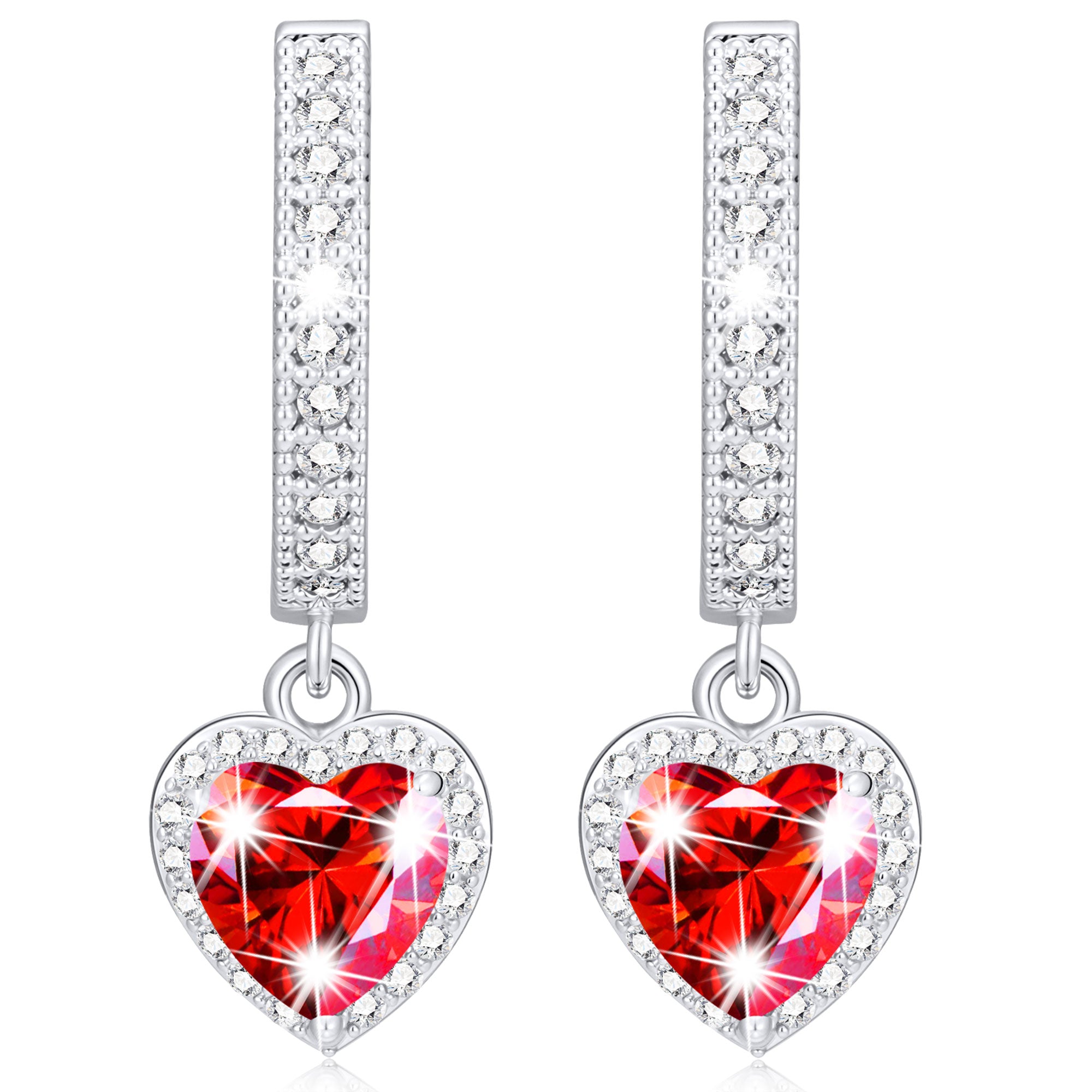 July Love Heart Birthstone Earrings-S