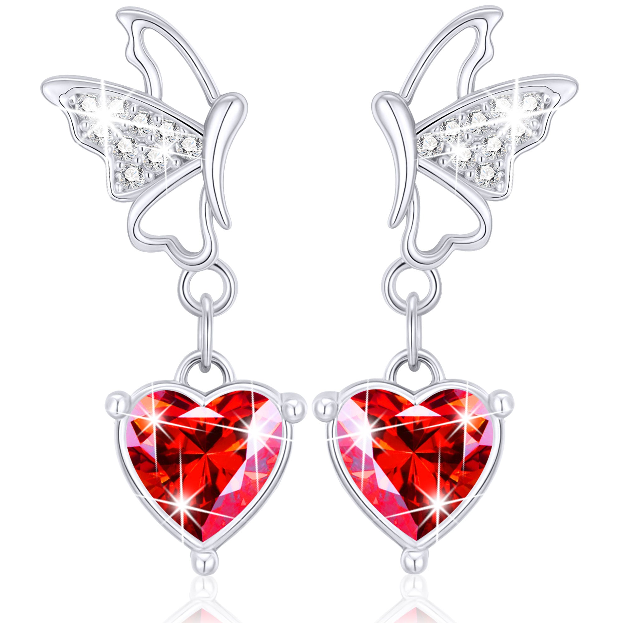 July Butterfly Heart Earrings-S