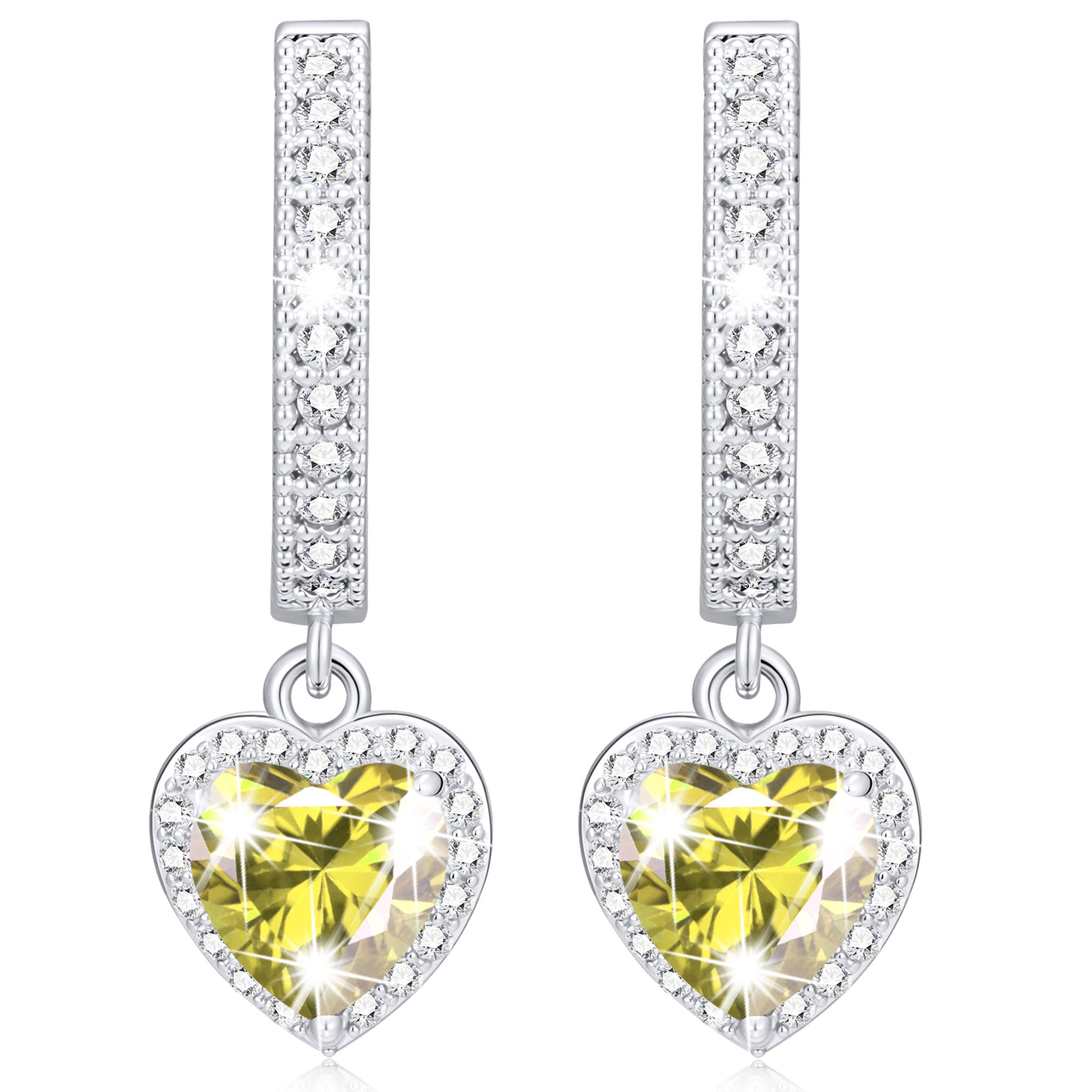 August Love Heart Birthstone Earrings-S