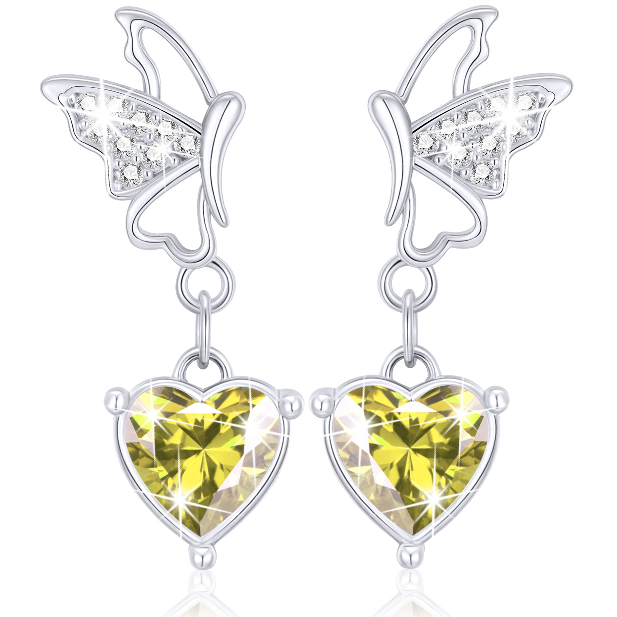 August Butterfly Heart Earrings-S