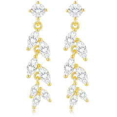 APSVO 18K White Gold Plated Drop Earrings for Women S925 Sterling Silver Post Hypoallergenic Dangle Earrings Wedding Birthday Mothers Day Jewelry Gifts Teen Mom Bride Bridesmaid Girlfriend Wife Age