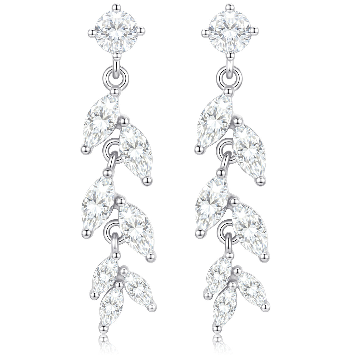 APSVO 18K White Gold Plated Drop Earrings for Women S925 Sterling Silver Post Hypoallergenic Dangle Earrings Wedding Birthday Mothers Day Jewelry Gifts Teen Mom Bride Bridesmaid Girlfriend Wife Age