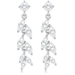APSVO 18K White Gold Plated Drop Earrings for Women S925 Sterling Silver Post Hypoallergenic Dangle Earrings Wedding Birthday Mothers Day Jewelry Gifts Teen Mom Bride Bridesmaid Girlfriend Wife Age