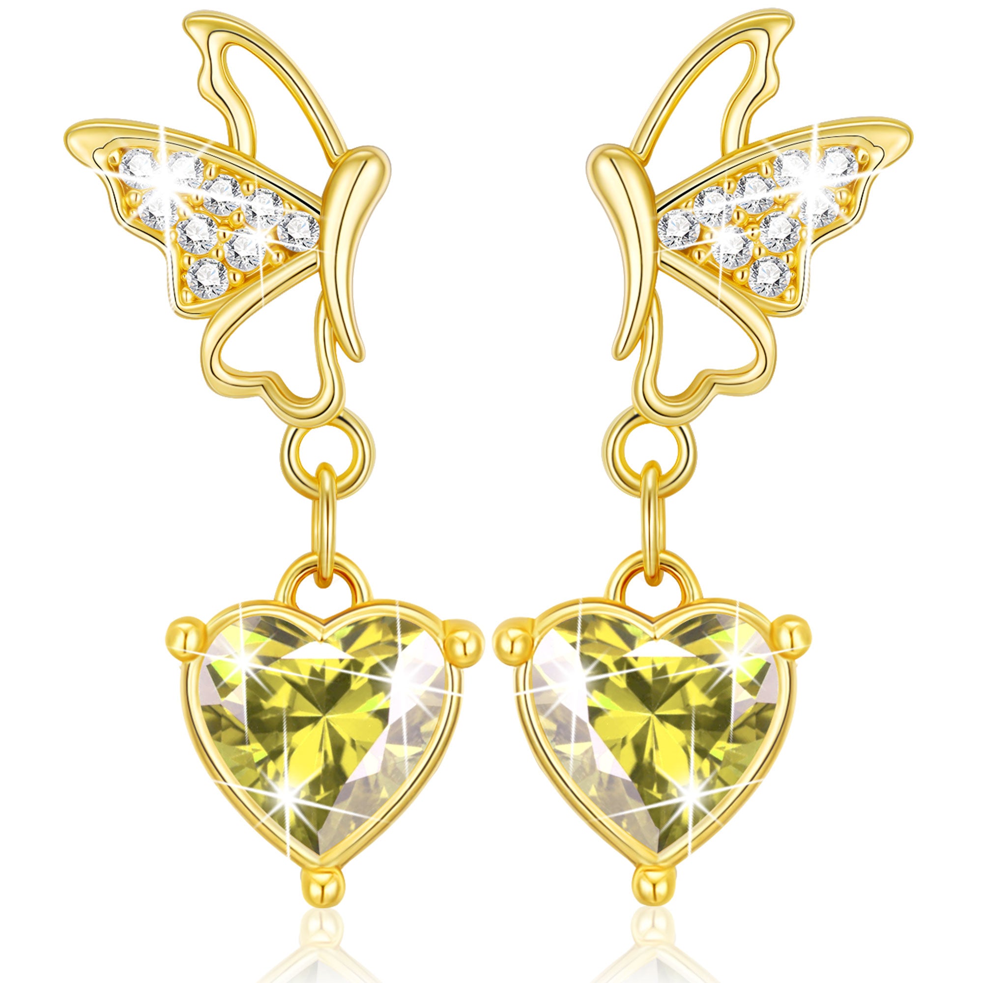 August Butterfly Heart Earrings-G
