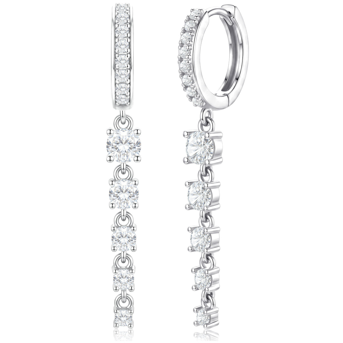 APSVO 18K White Gold Plated Drop Earrings for Women S925 Sterling Silver Post Hypoallergenic Dangle Earrings Wedding Birthday Mothers Day Jewelry Gifts Teen Mom Bride Bridesmaid Girlfriend Wife Age