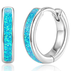 APSVO Hoop Earrings for Women White Opal Small Huggie Cartilage S925 Sterling Silver Post Hypoallergenic Earrings Birthday Valentines Day Jewelry Gifts Her Teen Mom Wife Lady Adults Her Ideas