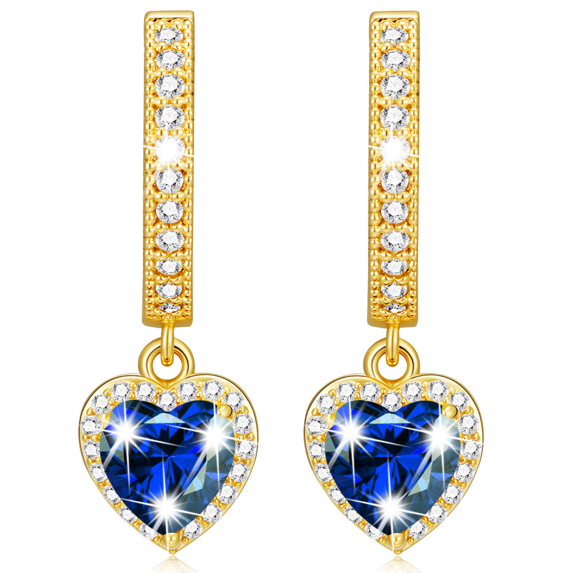 September Love Heart Birthstone Earrings-G