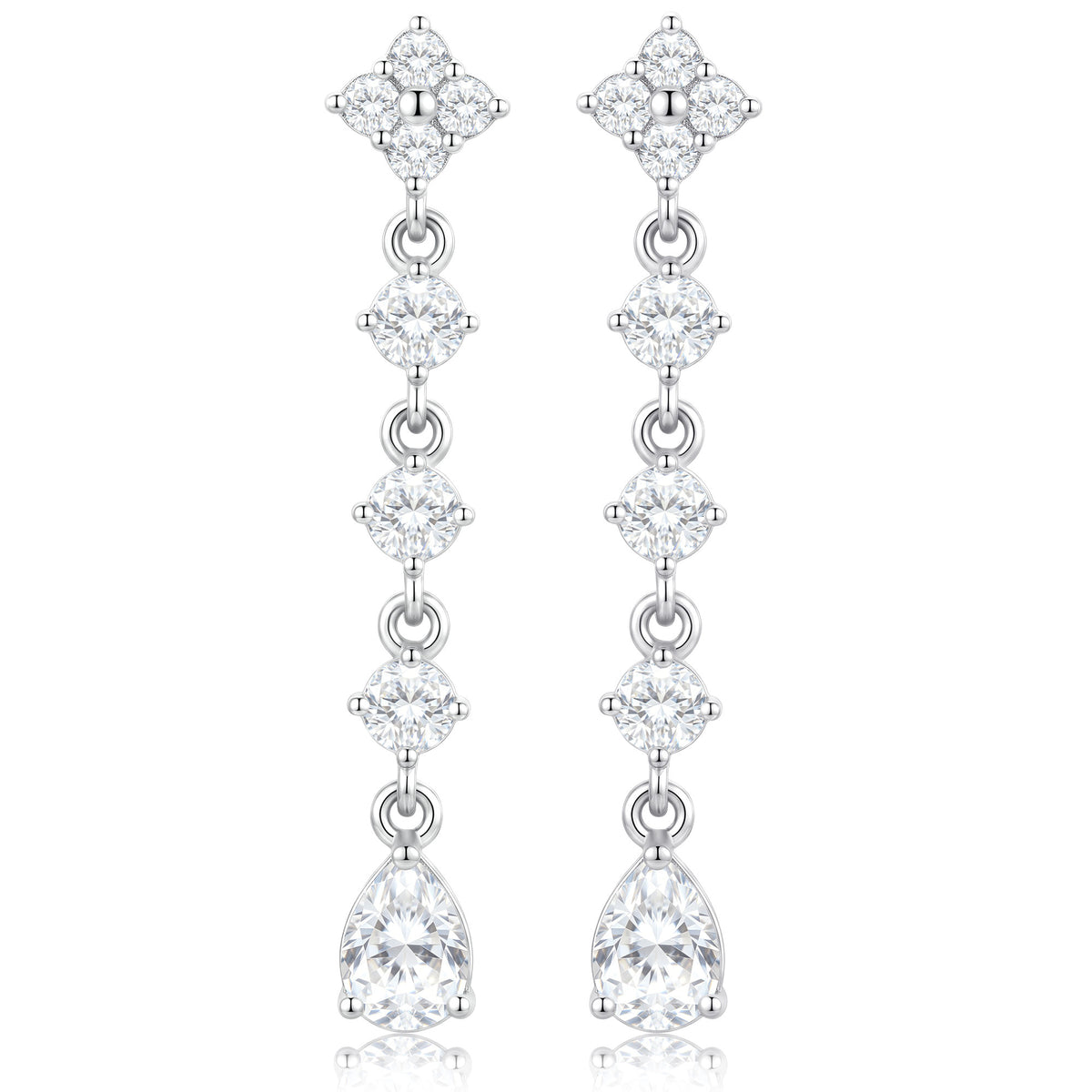 APSVO 18K White Gold Plated Drop Earrings for Women S925 Sterling Silver Post Hypoallergenic Dangle Earrings Wedding Birthday Mothers Day Jewelry Gifts Teen Mom Bride Bridesmaid Girlfriend Wife Age