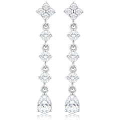APSVO 18K White Gold Plated Drop Earrings for Women S925 Sterling Silver Post Hypoallergenic Dangle Earrings Wedding Birthday Mothers Day Jewelry Gifts Teen Mom Bride Bridesmaid Girlfriend Wife Age