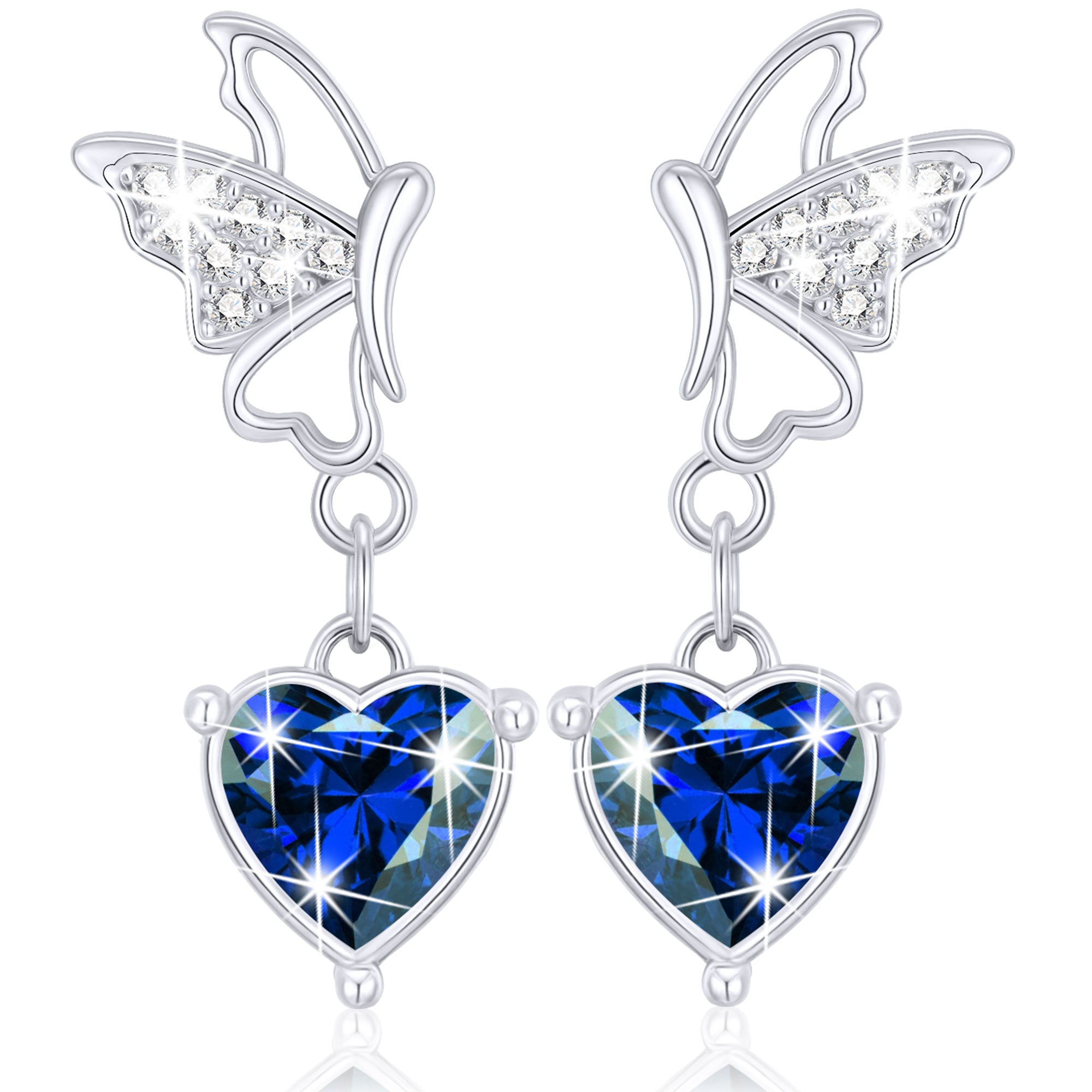 September Butterfly Heart Earrings-S