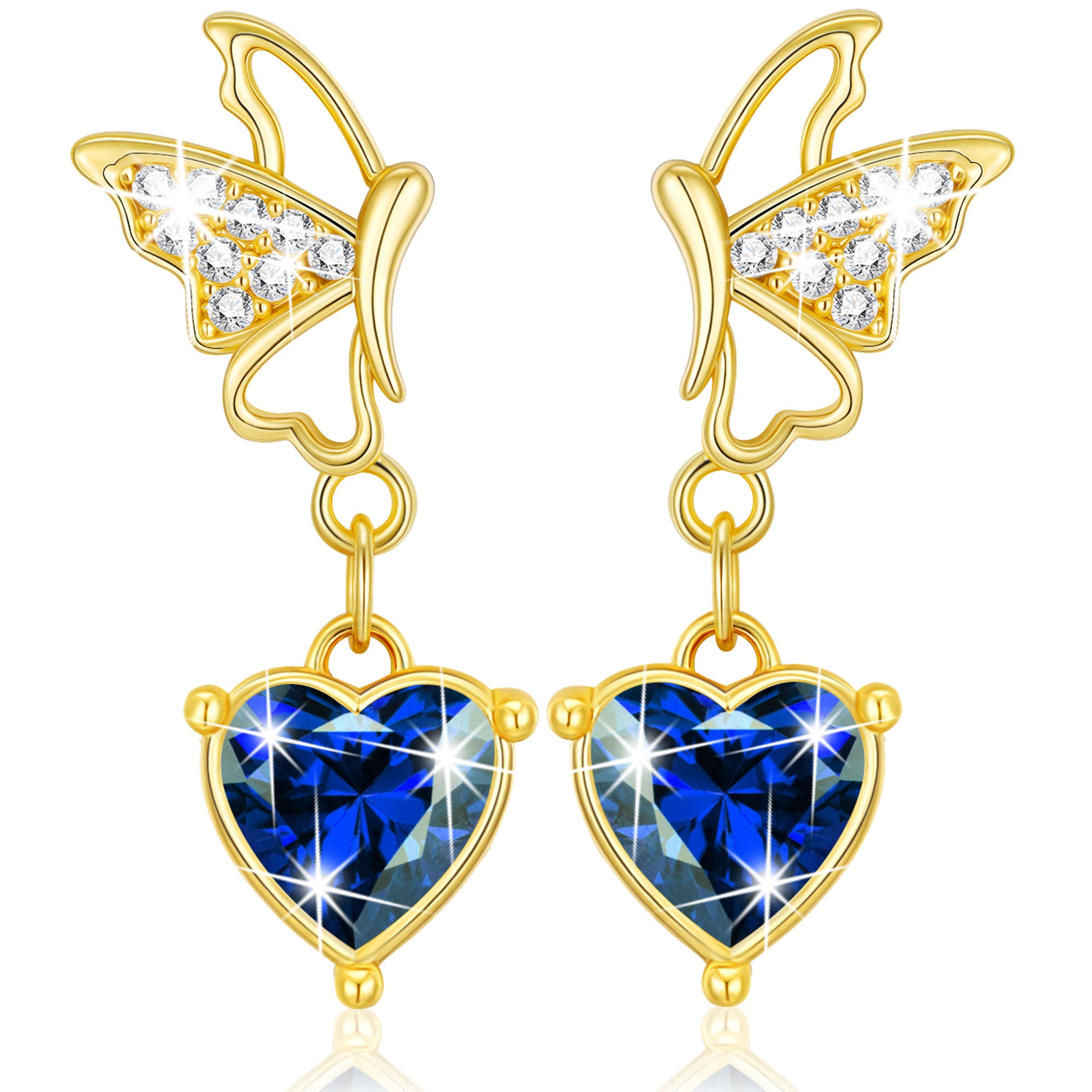 September Butterfly Heart Earrings-G