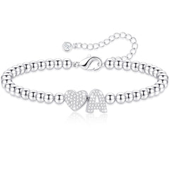 APSVO S925 Sterling Silver Plated Love Heart Initial Bracelet for Women Girls CZ Letter A Beaded Bracelet Birthday Graduation Jewelry Gifts Teen Mom Her Adults Wife Kids Age Ideas