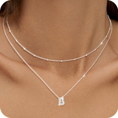 Silver-Layer Letter Necklace-B