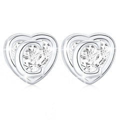 18K White Gold Plated Love Heart Initial Stud Earrings for Women Girls Kid Teen Mom Girlfriend CZ Hypoallergenic S925 Sterling Silver Letter A Earrings Birthday Mother's Day Jewelry Gifts for Her