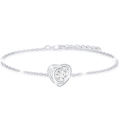 APSVO 18K White Gold Plated Love Heart Initial Bracelets for Women Girls CZ S925 Sterling Silver Letter A Bracelet Wedding Birthday Jewelry Gifts Ideas Teen Mom Wife Daughter Sister Kids Age