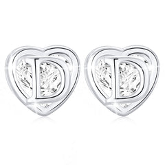 18K White Gold Plated Love Heart Initial Stud Earrings for Women Girls Kid Teen Mom Girlfriend CZ Hypoallergenic S925 Sterling Silver Letter A Earrings Birthday Mother's Day Jewelry Gifts for Her