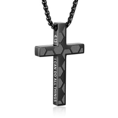 APSVO Black Cross Necklace for Men Soccer Pendant Chain Stuff Accessories Items Catholic Religious Christian Birthday Fathers Day Jewelry Gifts Dad Husband Son Boyfriend Teen