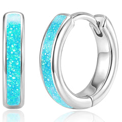 APSVO Hoop Earrings for Women White Opal Small Huggie Cartilage S925 Sterling Silver Post Hypoallergenic Earrings Birthday Valentines Day Jewelry Gifts Her Teen Mom Wife Lady Adults Her Ideas
