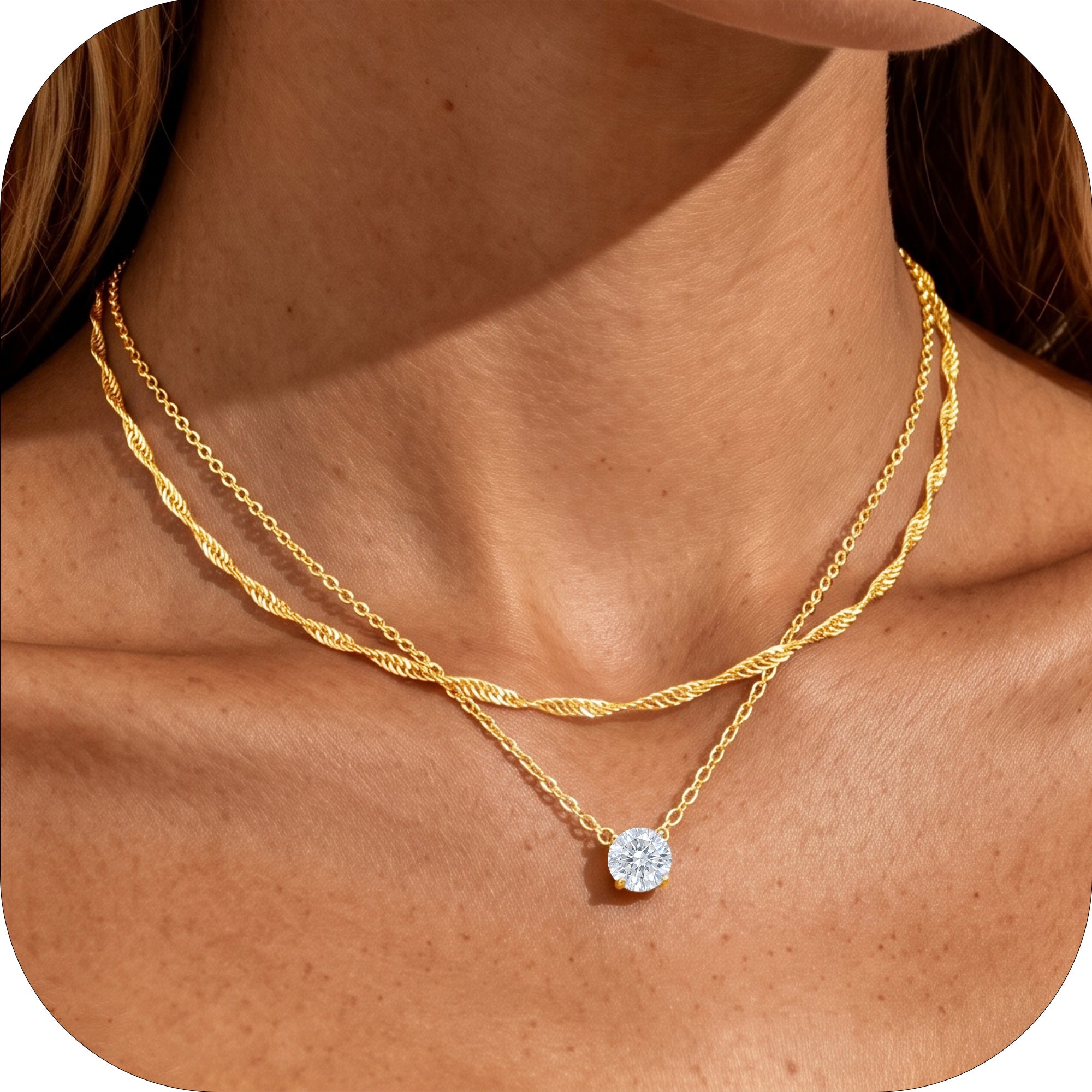 Double Strand Zircon Necklace-G